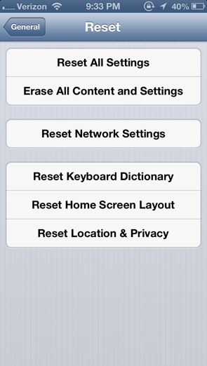 resetting iphone keyboard history